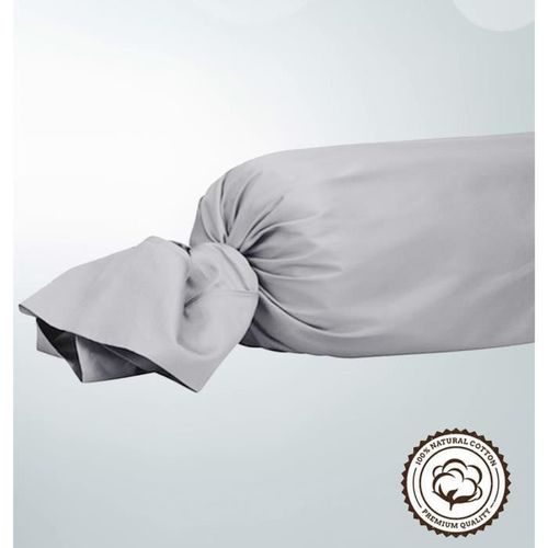 Taie De Traversin 100% Coton 45 X 185cm- Gris Souris