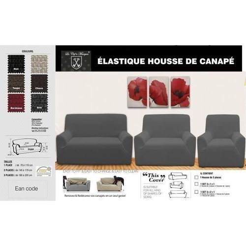 Housse De Canapé Lycra 3+2+1 - Gris