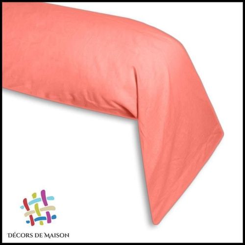 Taie De Traversin En Coton 45 X 185cm-Corail -Décors De Maison
