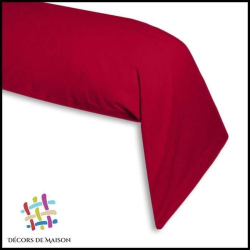 Taie De Traversin En Coton 45 X 185cm-Rouge-Décors De Maiso