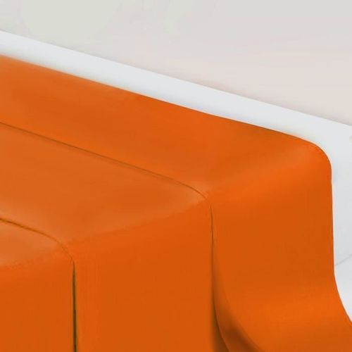 Drap Plat Uni 180 X 290 Cm Mandarine 100% Coton - Design Actuel