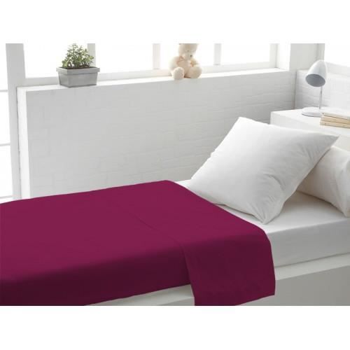 Drap Plat 180x290 Cm 100% Coton 57 Fils Fushia