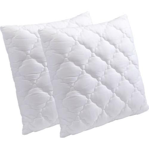 Coeur De Sommeil X2 - Lot De 2 Oreillers 60x60cm Avec Mousse À Mémoire De Forme Haute Densité + 2 Housses Aérée Lavable En Machine