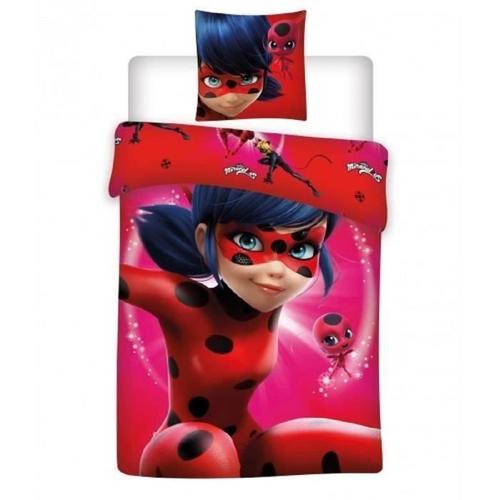 Miraculous Housse De Couette Lady Bug - 1-Personne - 140x200 Cm + 1 Taie D'oreiller 63x63 Cm - Rose