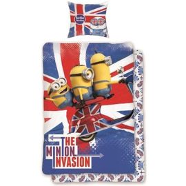 Minions Parure De Couette 100% Coton - 1 Housse De Couette 140x200 Cm + 1 Taie D'oreiller 63x63 Cm