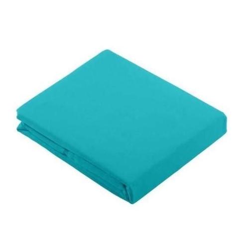 Drap Plat Turquoise/Diabolo Menthe, 240x300cm, 2 Personnes, 100% Coton 57 Fils, Doux Et Résistant