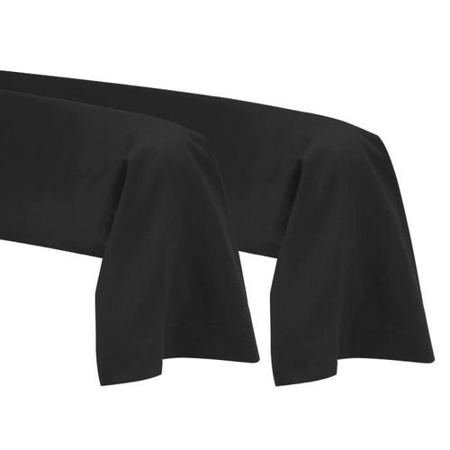 Lot De 2 Taies De Traversin 45x180 Cm - Pur Coton 57 Fils - Noir