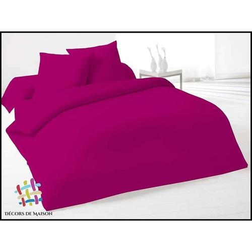 Housse De Couette Uni En Coton 220x240cm 2 Personnes-Fuchsia-Décors De Maison