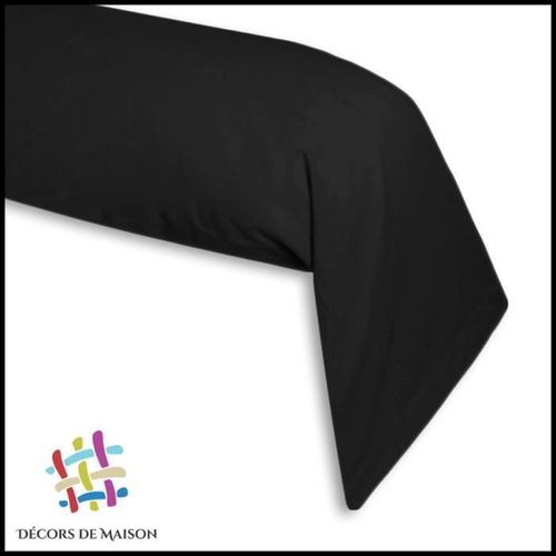Taie De Traversin En Coton 45 X 185cm-Noir -Décors De Maison