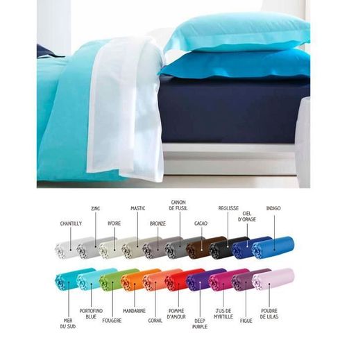 Drap Plat - 180 X 290 Cm - 100% Coton - Différents Coloris Portofino