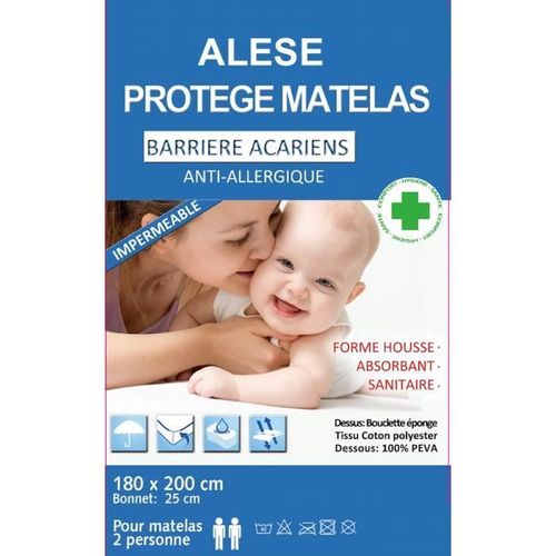 Alése (180x200) Protège-Matelas Imperméable Anti-Acariens Anti-Allergique
