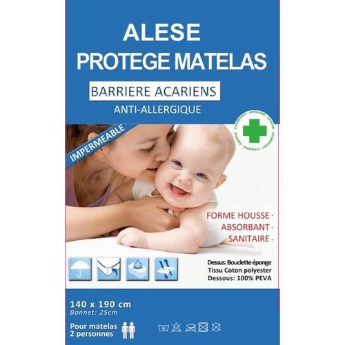 Alèse Protège-Matelas Imperméable - Anti-Acariens Et Antiallergique - 140 X 190 Cm