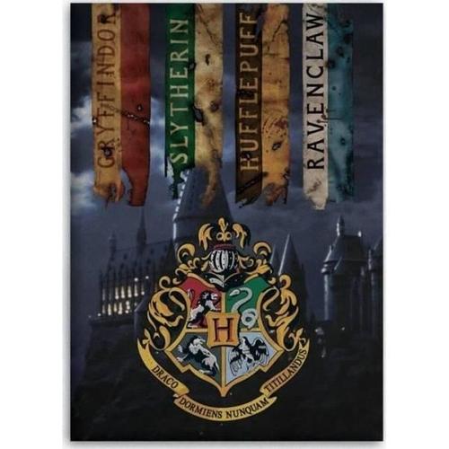 Harry Potter Blason Plaid-Couverture Polaire 100x140 Cm.Les 4 Maisons De Poudlard:Gryffondor- Poufsouffle-Serdaigle-Serpentard.