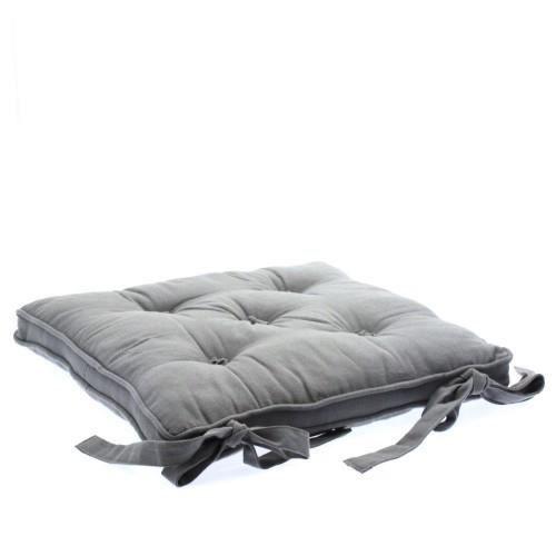 Galette Chaise 5 Boutons Gris Clair