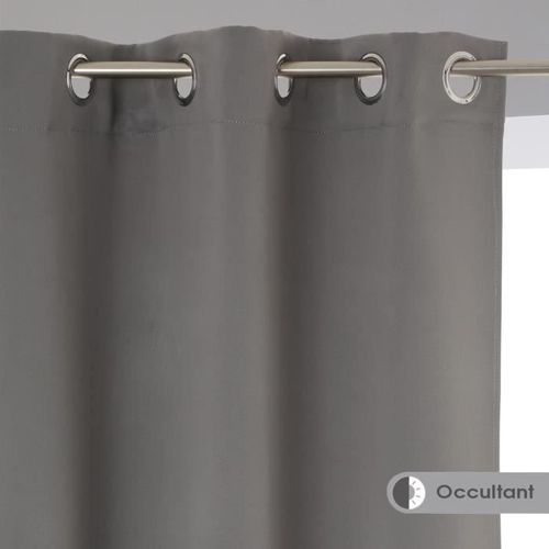 Lot De 2 Rideaux Occultant - 135 X 240 Cm - Gris