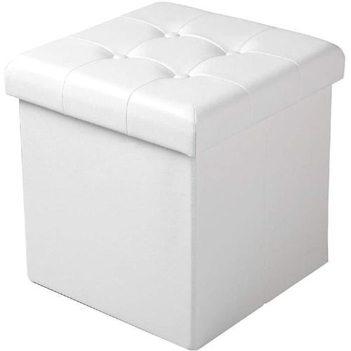 Tabouret Avec Espace De Rangement - Amazing Tour - Double Siège - Faux Cuir - Blanc