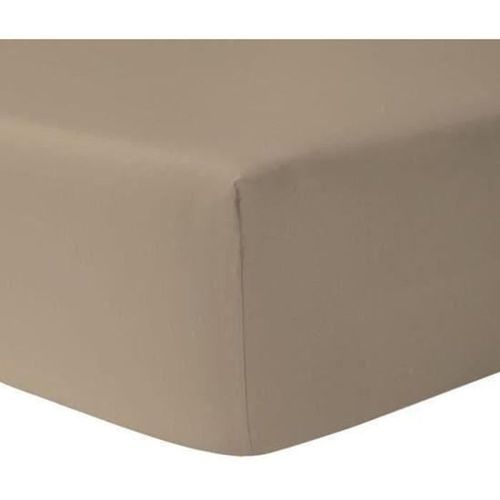 Drap Housse 100 % Coton 57 Fils/Cm2 - Special Grand Bonnet - 160 X 200 Cm - Taupe