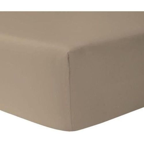 Drap Housse 100 % Coton 57 Fils/Cm2 - Special Grand Bonnet - 160 X 200 Cm - Taupe