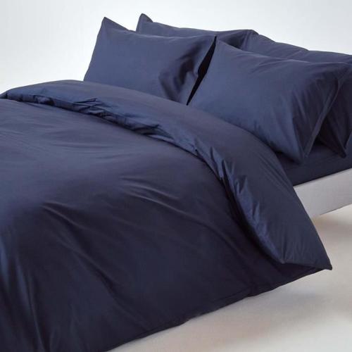 Housse De Couette 220 X 240 Cm Uni - 100 % Pur Coton Très Doux 57 Fils/Cm2 - Marine