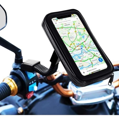 Support Téléphone Moto Étanche Aperil - Rotation À 360° - Pour Moto Rétroviseur Jusqu'à 6.7" - Noir