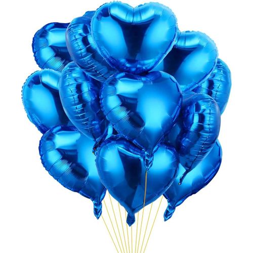 ERSHI-Ballon Coeur bleu 20 pcs, baudruche en Forme de Coeur, Ballons de Fleuret, Ballon Helium Coeur pour Anniversaire, Mariage, S[1
