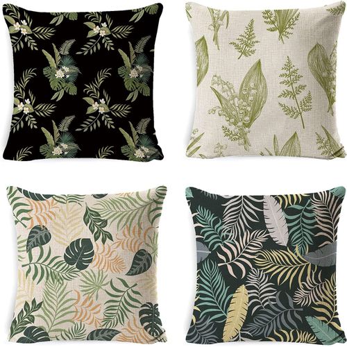 Yiabers Housses De Coussin, Set De 4 - 45x45 Cm, Housses De Coussin En Lin, Housses De Coussin Décoratives Pour Canapé, Bureau, Chambre, Chaises, Jardin