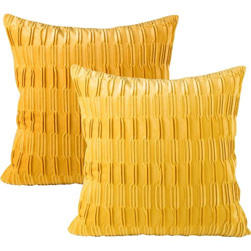Jaune Moutarde-2pcs (Sans Noyau D'oreiller) Housse De Coussin 45*45 Housse De Coussin Décorative En Velours 45*45 Pour Housse De Coussin De Salon Canapé 45*45 Housse De Coussin Décorative De Canapé-Li