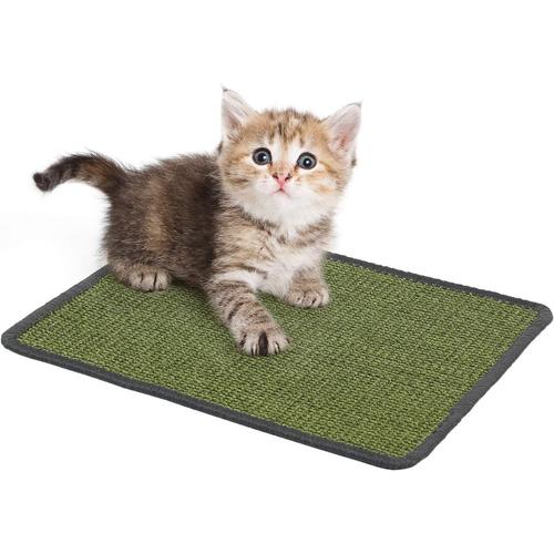 Garhrstore Tapis Griffoir Pour Chat Tapis À Gratter En Sisal Naturel Grattoir Chat Chaton Anti-Dérapant Pour Animaux De Compagnie Tapis Couchage Protège Meubles Sol Mur 30 X40cm Vert