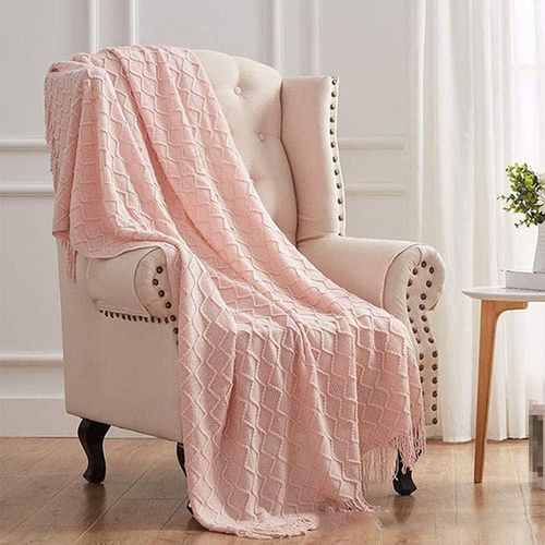 127x180cm Rose, 1 Pièce Couverture De Canapé Tricotée Petite Couverture De Canapé, Couverture Polaire Douce Couverture Tricotée Pompon Climatisation Couverture De Voiture Pour Canapé, Bureau, Voiture,
