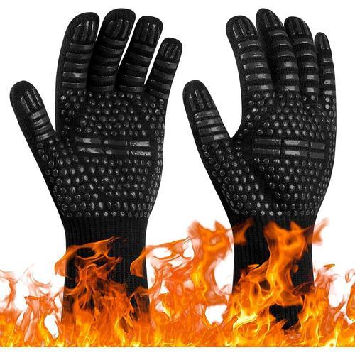 Noir - 1 paire, gants de barbecue, gants de four résistants à la chaleur jusqu'à 800 °C, gants de cuisine antidérapants résistants à la chaleur, gants de cuisson chauffants pour barbecue/four/grill/ch