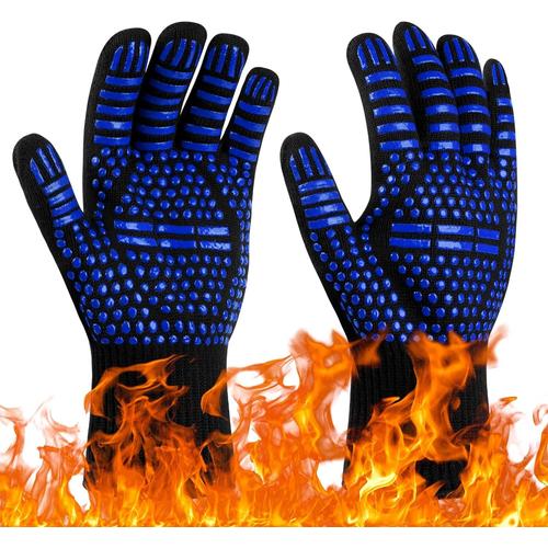 Bleu - 1 paire, gants de barbecue, gants de four résistants à la chaleur jusqu'à 800 °C, gants de cuisine antidérapants résistants à la chaleur, gants de cuisson chauffants pour barbecue/four/grill/ch