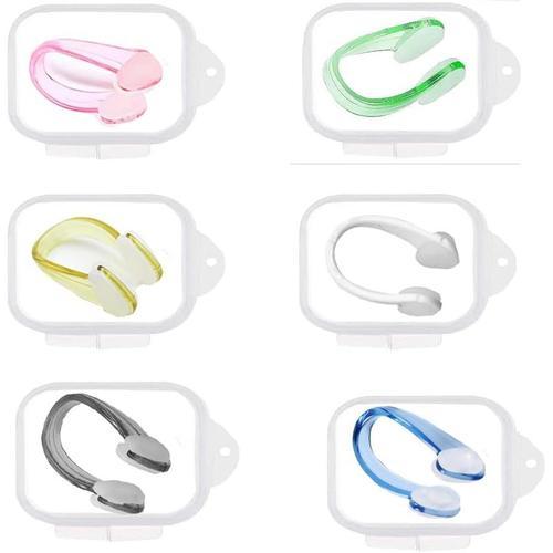 6 Pièces Pince-Nez Pour Natation Silicone Pince Nez Vec Boîte Équipement D?Entraînement Mixte 6 Couleurs Bouchon Nez Piscine Nager Protecteur Pour Enfants Et Adultes Débutants