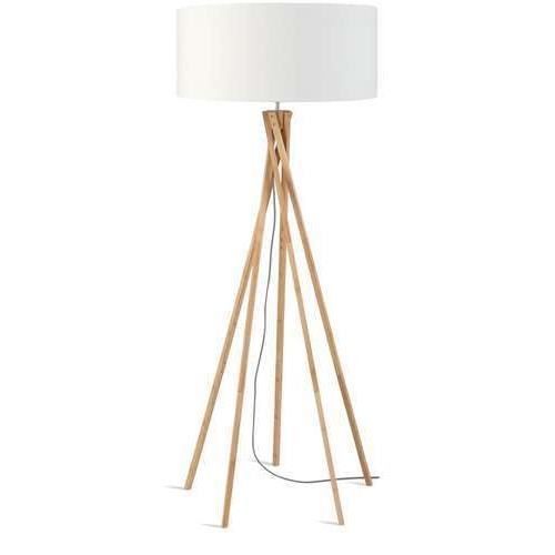 Lampadaire Kili Bambou Abat Jour Blanc Blanc