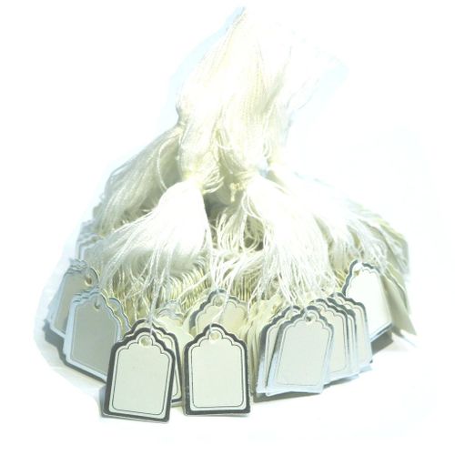 Argent - Paquet De 500 Étiquettes De Prix Blanches Pour Bijoux, Vêtements, Informations, Cartes Cadeaux, Étiquettes De Prix Carrées En Papier Avec Lanière