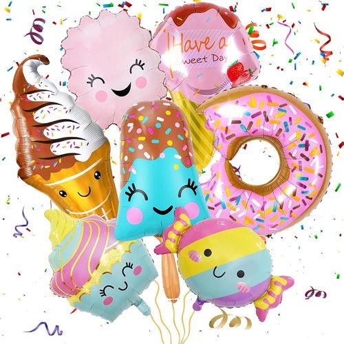 ERSHI-7 Pièces ballons en aluminium crème glacée,donut bonbons ballons,géant ballon candy ice cream donut foil balloons,pour décor[4