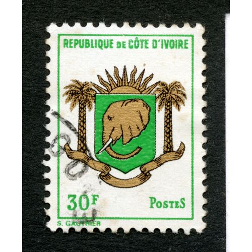 Timbre Oblitéré République De Cote D'ivoire, 30 F, Postes