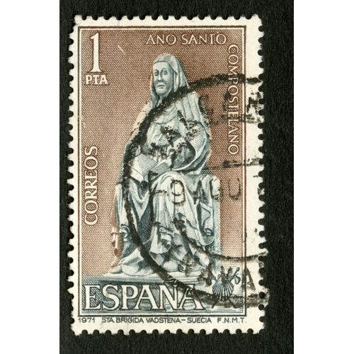 Timbre Oblitéré Espana, Ano Santo Compostelano, Correos, 1 Pta