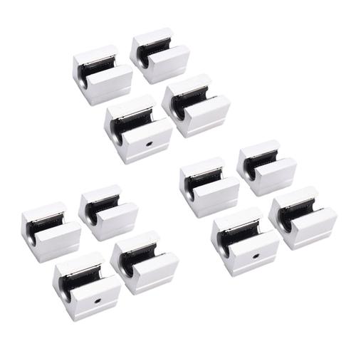 12 x SBR12UU Bloc de Roulement de Routeur de Mouvement Lineaire en Aluminium de 12mm , Argent