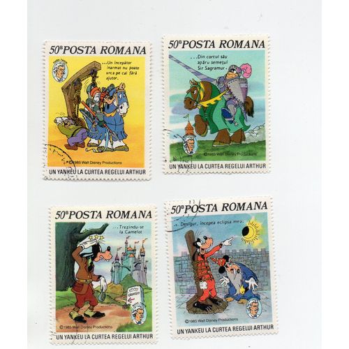 Roumanie- Lot De 4 Timbres Oblitérés- Année 1985- Walt Disney Productions