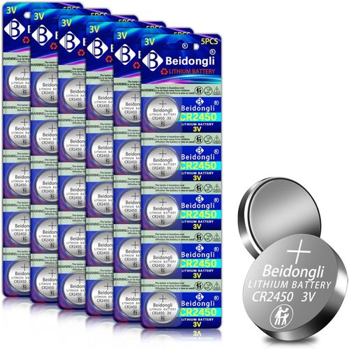 CR2450 Lot de 30 Piles Bouton au Lithium CR2450 3 V (CR2450-6-30)