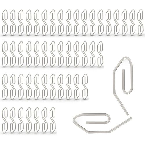 Lot De 100 Crochets À Rideau Métalliques Pour Tringle/Rail,35 * 12 Mm,Crochet En Acier Galvanisé Accroche Rideau De Fenêtre/Porte/Douche/D'en-Tête Et Draperie Décorative
