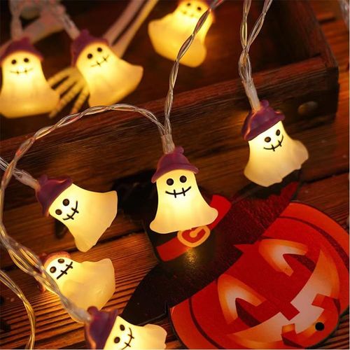 Guirlande Lumineuse Fantôme D'halloween, 20 Led De 3 M, Décorations D'halloween Fantômes À Piles Pour Fête, Intérieur Et Extérieur, Porche, Cheminée, Décorations D'halloween
