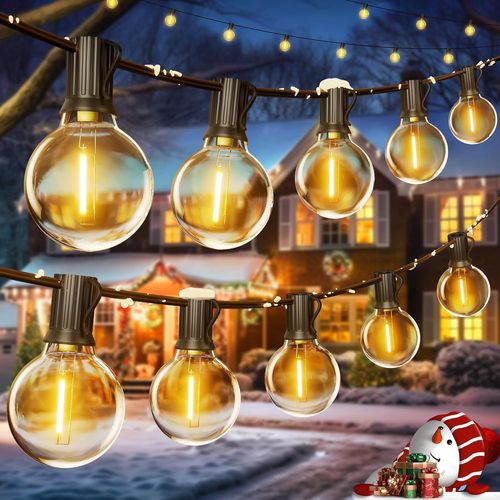 Guirlande Lumineuse Guinguette Exterieur 16.8m - G40 55ft 28+2 Led Ampoules De Guirlandes Jardin Lumiere Exterieure Connectable Ip54 Imperméable Guirlande Lumières Extérieur Terrasse Pergola Balcon