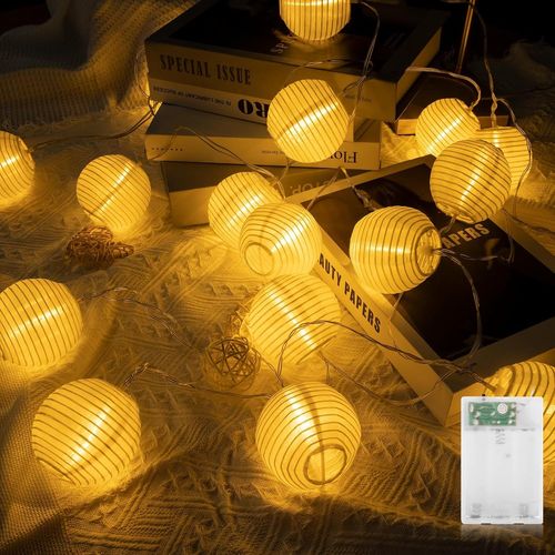 Guirlande Lumineuse Lampion, 16leds 3 Mètres Alimenté Par Piles, Décoration Pour Intérieur/Extérieur, Maison Jardin Fête Et Cérémonie