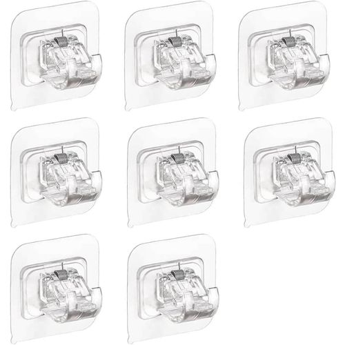 Lot De 8 Supports De Tringle À Rideau - Sans Perçage - Crochets Auto-Adhésifs Ou Crochets De Rail De Serviette Pour La Maison - Pour Rideaux Suspendus - Convient Pour Les Pôles - Longueur : 4 Cm -
