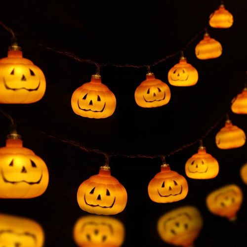 Guirlande Lumineuse De Citrouille D'halloween - Jaune Chaud Pour Décoration D'halloween - 20 Led - 2 Modes D'éclairage - Fonctionne Avec Piles