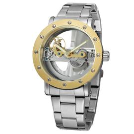 Forsining-Montre mécanique avec logo 3D pour homme, gravure creuse, boîtier  noir et doré, modules en