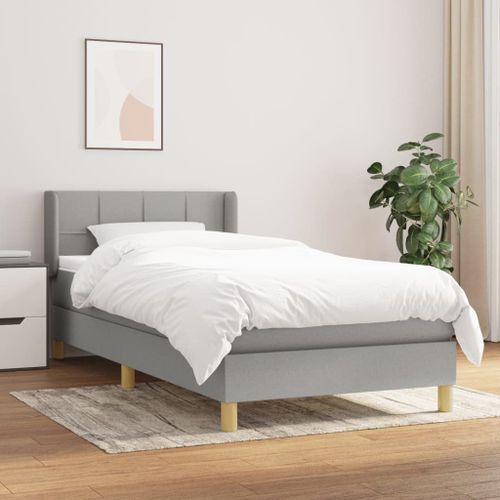 Vidaxl Lit À Sommier Tapissier Avec Matelas Gris Clair 100x200cm Tissu