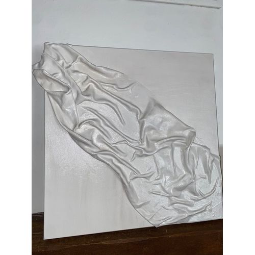 Toile décorative unique en relief 3D – Inspiration vague – Beige & blanc