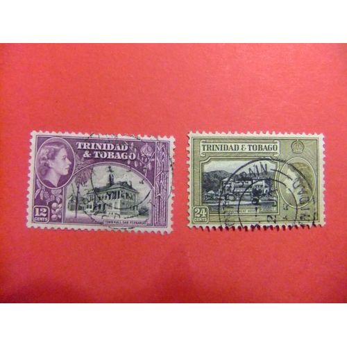 51 Trinidad, Tobago, Colonie Britannique 1953 / Hôtel De Ville Et Palais De La Reine Élisabeth Ii / Yvert 166 + 167 Fu